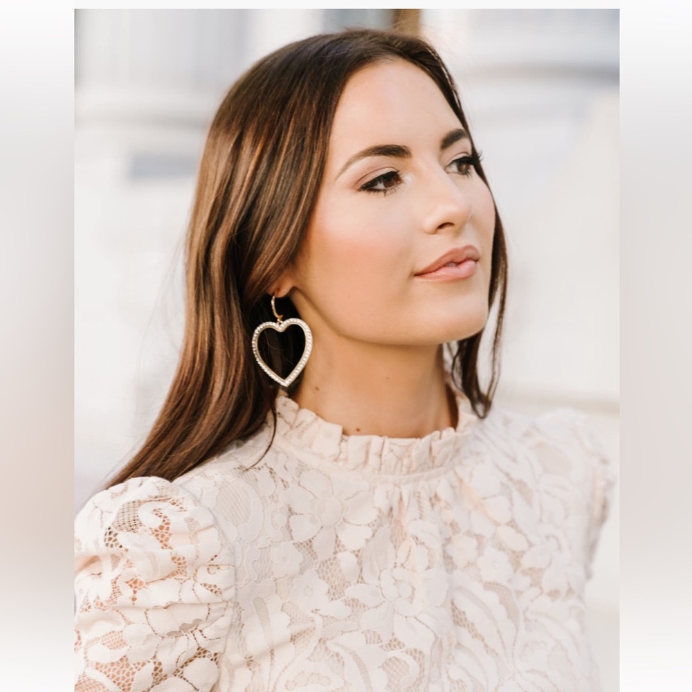 Rachel Parcell Pavé Heart Drop Earrings
